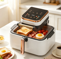 Freidora de Aire sin Aceite Anbolife al por Mayor, 9L, Pantalla Táctil, 9 Menús, 1700W, Tapa de Cristal, Cesta Antiadherente, Protección contra Sobrecalentamiento, OEM/ODM