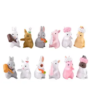 HY Moss manzara takı bebek PVC el sanatları ve beyaz sevimli tavşan plastik