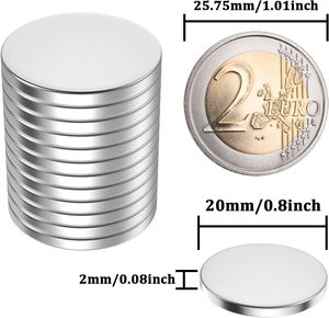 Magneti a disco in neodimio N52 rivestiti, 20x2mm, potenti, mini, adesivi, <span class=keywords><strong>per</strong></span> artigianato, frigorifero, lavagna, ufficio, uso industriale, 50kGmm - Product Image 2