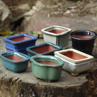 Mini pot de jardinage en céramique Yixing Zisha, poterie artisanale, petit pot à bonsaï et succulentes, finition émaillée, écologique, avec drainage