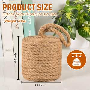 Butée de porte en coton et corde de jute tressée à la main - Butée de porte décorative nautique robuste avec poignée solide pour la maison et le bureau - Product Image 5