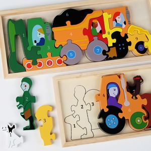 Juego de Pensamiento Lógico de Madera, Números, Transporte, Animales, Bloques Educativos, Tablero de Clavijas, Rompecabezas 3D - Product Image 1