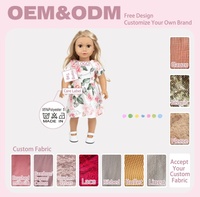 Tenue de poupée de 18 pouces personnalisée OEM pour la saison printanière, robe de poupée à imprimé floral rose doux et papillon