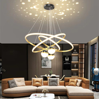 Lustre LED à projection d'étoiles, design moderne et minimaliste, plafonnier intelligent effet galaxie, suspension en aluminium à intensité variable pour chambre d'enfant