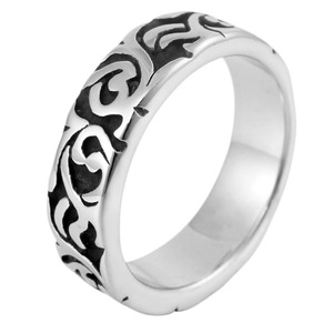 yunnique <b>Titanium</b> Steel Men's <b>Ring</b> Silver Geometric Design Wedding Band Gift Jewelry - Product Image 5