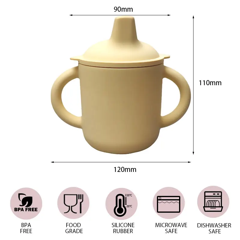 Bpa משלוח עיצובים מכסה תינוק שתיית כוסות סיליקון אימון כוס עם קש לפעוטות