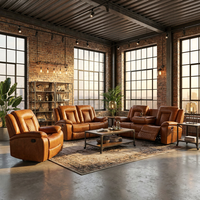 Fauteuil inclinable de luxe Frank en cuir respirant marron, zéro gravité, pour home cinéma moderne