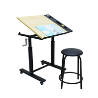 Table de dessin réglable, table de peinture artisanale, bureau d'écriture, table de studio avec tiroirs
