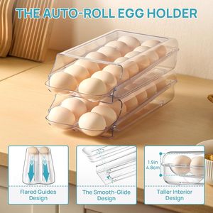 Caja de Almacenamiento de Huevos Transparente Rectangular de Plástico Moldeado por Inyección, Cesta Apilable para Refrigerador, Conservación de Frescura, 3-6L - Product Image 4