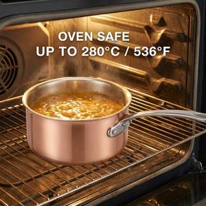 <span class=keywords><strong>Casserole</strong></span> professionnelle en acier inoxydable 3 plis <span class=keywords><strong>de</strong></span> 2,2 mm, extérieur en cuivre, design classique écologique, poignée en acier inoxydable, compatible four jusqu'à 280°C, en métal - Product Image 4