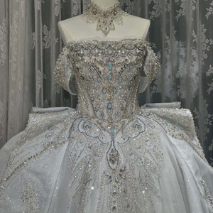 Wx289 Strapless Dress With Rhinestone Sequins Embellishments Heavy Industry <b>Wedding</b> Dress Jancember - Product Image 3
