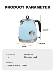 Hervidor Eléctrico de Acero Inoxidable de 1.7L con Diseño Retro, Protección Contra Ebullición en Seco y Termómetro - Product Image 5