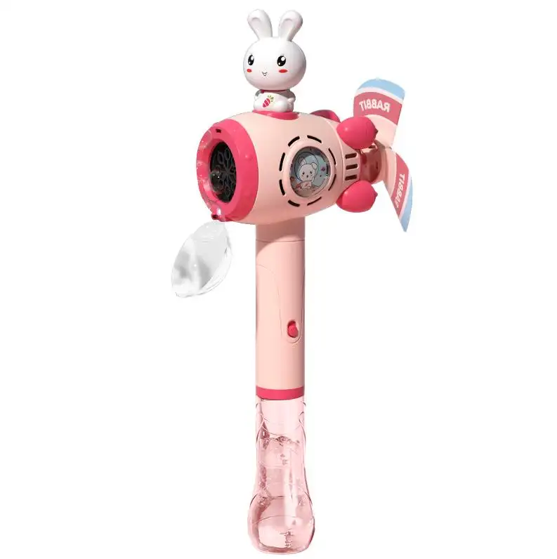 ग्रीष्मकालीन आउटडोर साबुन पानी के खिलौने 10 छेद वाले खरगोश रॉकेट बबल वैंड बच्चों के लिए विंडमिल इलेक्ट्रिक ब्लोइंग बबल मशीन खिलौना