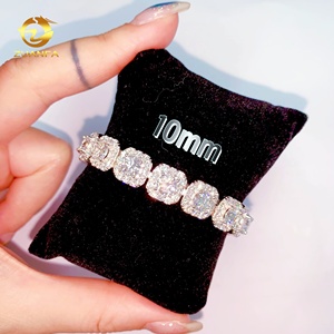 Tijdloze stijl 10mm Halo Ice <span class=keywords><strong>Cube</strong></span> Design Moissanite armband Infinity Cuban Link ketting Moissanite Cuban Link armband - Product Image 4