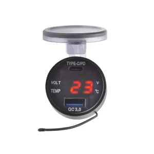 48 W LED Voltmeter Autoladegerät mit Ein-Aus-Schalter 12 V 24 V Typ C PD & QC 3.0 USB Stecker mit 2 Steckdosen