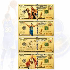 2026 Meilleures Ventes Billet de Banque Plaqué Or 24K de Star du Basketball Américain, 30 4 Designs, pour Collection - Product Image 1