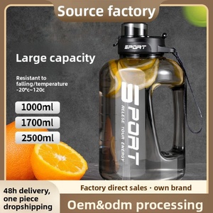 ขวดน้ำพลาสติกขนาดใหญ่ทรงกระบอก ดีไซน์พกพาสะดวกสำหรับออกกำลังกายกลางแจ้ง ดื่มได้โดยตรง - Product Image 3