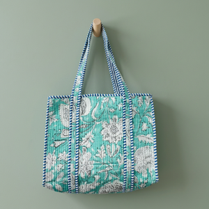 Bolsas de Almacenamiento Acolchadas de Algodón Estilo Campestre Francés, Hechas a Mano con Estampado a Bloque, de Gran Capacidad - Product Image 3