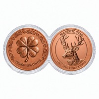 Lot de 2 pièces commémoratives en cuivre, motif cerf majestueux et Mustang sauvage, avec boîte à pièces Infinity Capsule, objets en métal