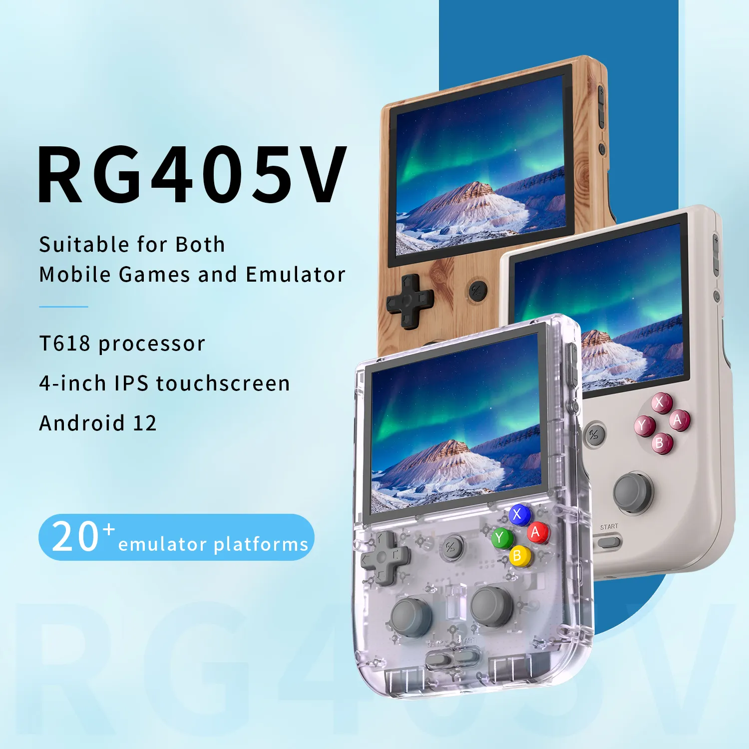 Rg405v Console de jogos portátil para download, joystick inteligente com tela sensível ao toque Ips de 4 polegadas, jogo embutido