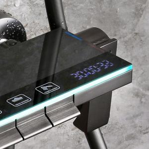 Usine pas cher prix atmosphère lumière pistolet gris salle de bain <span class=keywords><strong>Piano</strong></span> affichage numérique robinet douche pluie 4 fonction système ensemble - Product Image 4
