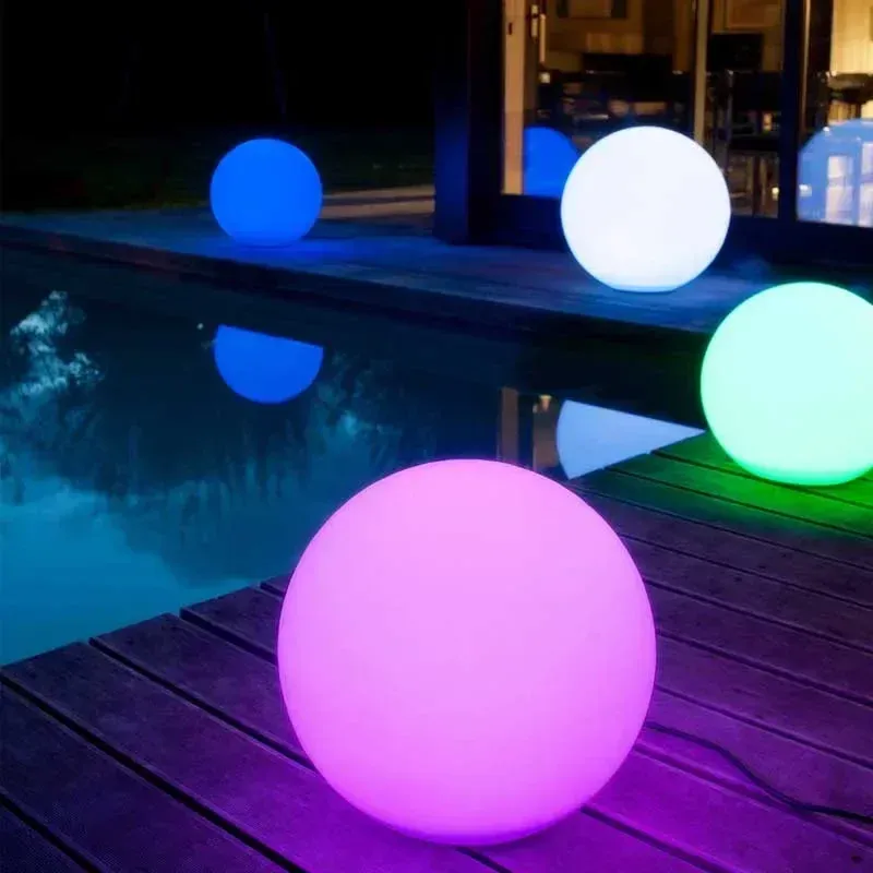 Led Round Ball Solar Light IP65 Waterproof Colorful Landscape Outdoor Lawn Beach Commercial Swimming Pool Decor Decorative Lamp