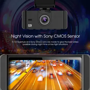 Dashcam câmera de carro dupla 4 k, ultra hd dashcam 4 k gps wi-fi e visão noturna, câmeras de carro 1080p 2k 4 k