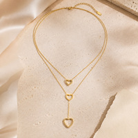 Collier Y SUMMLY tendance à triple pendentif cœur, plaqué or 18 carats, en acier inoxydable réglable pour femme, usage quotidien