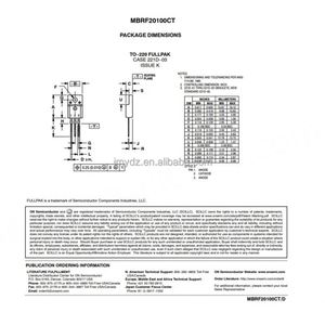 Diodo Schottky MBRF20100CT TO220F, Voltaje 100V, Corriente 10A - Product Image 5