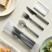 Lot de Couverts Jetables Épais en PS, Emballés Individuellement (Couteau, Fourchette, Cuillère) – Écologiques pour Boulangeries et Hôtels