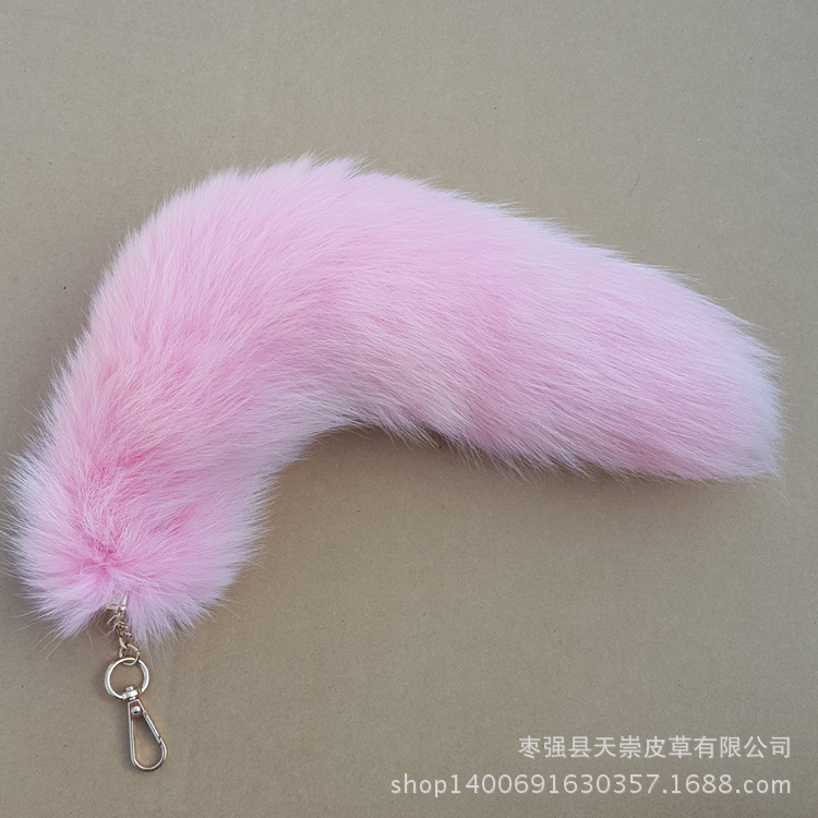 Cola de zorro blanco de 40 cm teñida de rosa