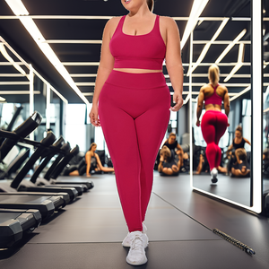 Conjunto Deportivo de 2 Piezas para Mujer, Transpirable, con Sujetador Deportivo Cruzado y Leggings de Yoga de Cintura Alta, Talla Grande 3XL - Product Image 2