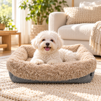 Coussin carré pour animaux de compagnie, surface en cachemire tissé jacquard, résistant à l'usure, anti-mastication, lit confortable pour petits animaux