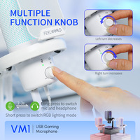 FEELWORLD VM1 USB kol standı Usb kablolu Mic masaüstü Rgb işık oyun mikrofonlar ile ayarlanabilir Led kondenser mikrofon Podcast