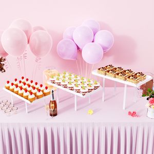 3 pezzi supporto per Cupcake, Set da tavolo da Dessert in acrilico bianco con gambe di supporto in ferro per decorazioni per caramelle di compleanno - Product Image 3
