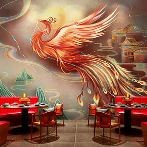 Phong cách Trung Quốc phong cách cổ điển kịch bản giết khách sạn TV nền bức tranh tường hình nền Phong cách Trung Quốc phong cách Phượng Hoàng vải xu hướng quốc gia - Product Image 4