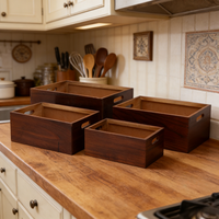 Boîte de rangement carrée en bois écologique de style européen, capacité 1-3L, organisateur de bureau polyvalent, pour le bureau, le maquillage, la salle de bain, la cuisine