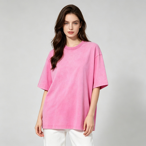 Camiseta Oversize de Algodón Puro con Cuello Redondo y Lavado Ácido para Hombre, Etiqueta Personalizada, Corte Ancho, Unisex, Gráfico Retro - Product Image 1
