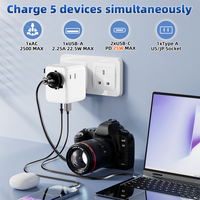 Adaptador de Viaje Universal de 25W con Puerto Tipo-C para Laptop y Teléfono, Compatible con Enchufes de EE. UU./UE/Reino Unido