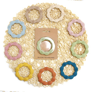 Anneau de dentition rond en silicone pour bébé avec soulagement des douleurs de la dentition, jouet à mâcher apaisant pour nourrissons - Sans BPA et facile à nettoyer - Product Image 1