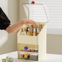 Glänzende Kunststoff-Kosmetikbox mit Großer Kapazität, Staubdicht, mit Schublade für Schminktisch, zur Aufbewahrung von Kosmetik und Lippenstiften