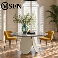 Table à manger ronde moderne en marbre avec piétement sculptural en fibre de verre pour la maison, l'hôtel, la villa, le restaurant