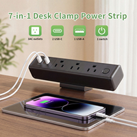 Regleta de escritorio con abrazadera, carga rápida USB-C de 18W, 3 tomas de CA de EE. UU., protector contra sobretensiones, extensión de enchufe para escritorio de oficina, venta al por mayor