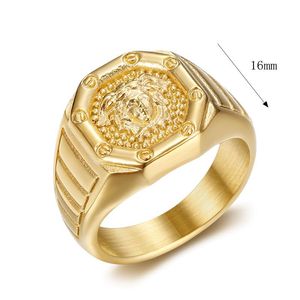 Men's Golden Greek Mythology Head <b>Ring</b> Geometric Shape Asymmetry Design <b>Plain</b> Inlay for Gift Jewelry - Product Image 5