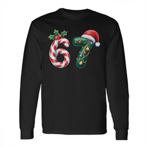 Six Seven 67 Pijamas navideños de manga larga con diseño de meme y frase humorística - Product Image 2