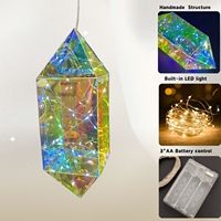 Ornement suspendu en diamant irisé LED, décoration de Noël et de mariage, fonctionne à piles, holographique, cadeau moderne pour les fêtes