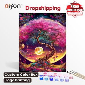 Kit de Pintura por Números Orfon para Adultos, Estilo Europeo, DIY, Regalo, <span class=keywords><strong>Paisaje</strong></span> de Árbol Lunar, Acrílico, 40x50cm/16x20 pulgadas - Product Image 1