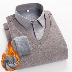 Camicie da <span class=keywords><strong>uomo</strong></span> autunno inverno per il commercio all'ingrosso da <span class=keywords><strong>uomo</strong></span> in pile caldo e spessa con collo alto Casual camicia a maniche lunghe da <span class=keywords><strong>uomo</strong></span> - Product Image 6