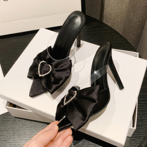Escarpins à nœud en strass pour femme, talon haut, sandales sexy de créateur, mules pour femme - Product Image 3