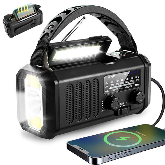 10000mAh Solar Hand Crank Emergency Radio AM/FM Noodradio Portable Radio with SOS for Survival Outdoor